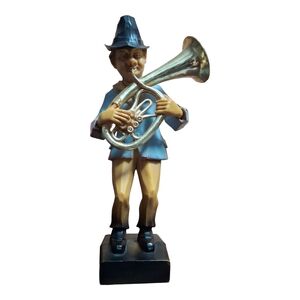 Charming Vintage Musician Figurine in Blue and Gold